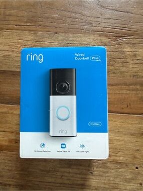 Ring Wired Doorbell Plus in Silver and Black with Blue Accent